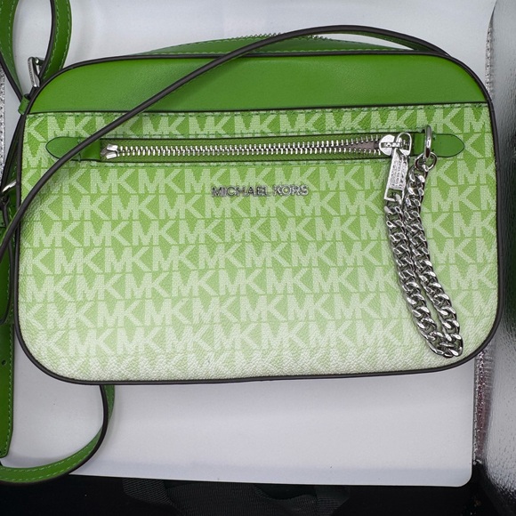 Michael Kors Lime Green MK Logo Crossbody Bag - Picture 4 of 5